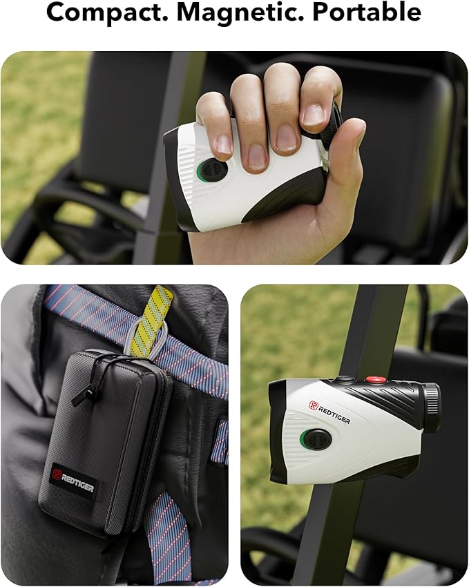 REDTIGER Golf Rangefinder with Slope Switch, 1200 Yards Laser Range Finder Golfing, 7X Magnification, Flag Pole Locking Vibration, Rechargeable Range Finders with Magnet Stripe, GolfVue Series 1