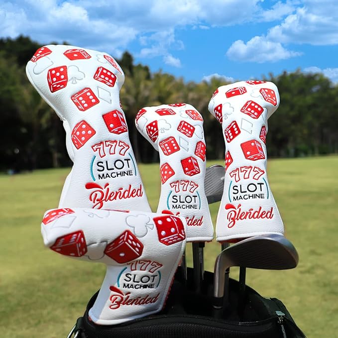 Golf Club Covers Lucky 777 Blade Putter Headcover Golf Driver Covers Fairway Wood Headcover Hybrid Head Cover Blade Putter Cover Leather 3 Wood Headcovers Golf Headcovers for All Brand