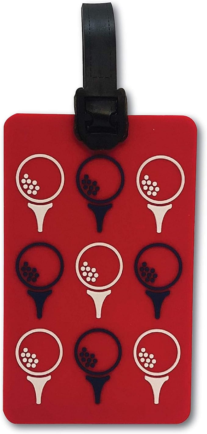 Golf Bag Tag – Golf Balls Design, Flexible & Waterproof Silicone Luggage Tag, Secure Strap for Bag Identification, Great Golf Gift for Players & Enthusiasts