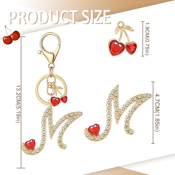 Gold Plated Alphabet Initial Letter Keyring Keychain for Women Girls Crystal Key Chains for Wallet Backpack Bag Charm