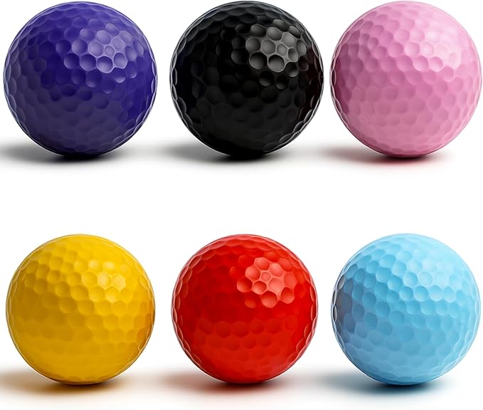 Thorza Colored Golf Balls - Multicolored Set of 6, 12, 24 for Kids Mini Golf, Putting Practice and Children Training