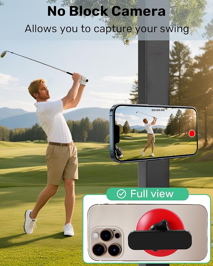 Magnetic Golf Cart Phone Holder, Compatible with MagSafe iPhone 16 Pro Max Plus 15 14 13 12 Mini, for GPS & Golf Apps, Fits EZGO, Club Car, Yamaha, and Icon, Golf Cart Accessories