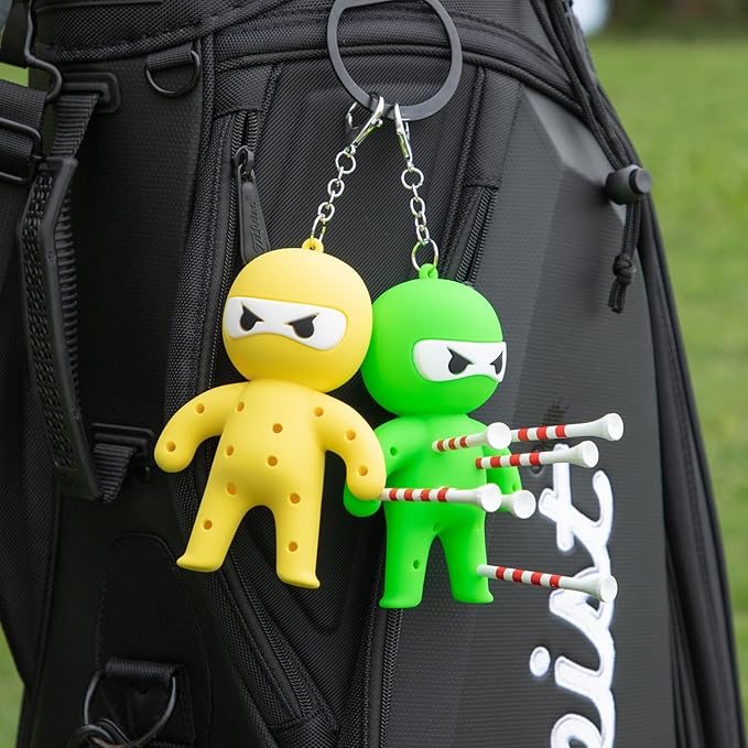 Golf Tee Holder, Ninja Portable Funny Golf Tees Holder Keychain Golf Gift Golf Accessories for Men & Women