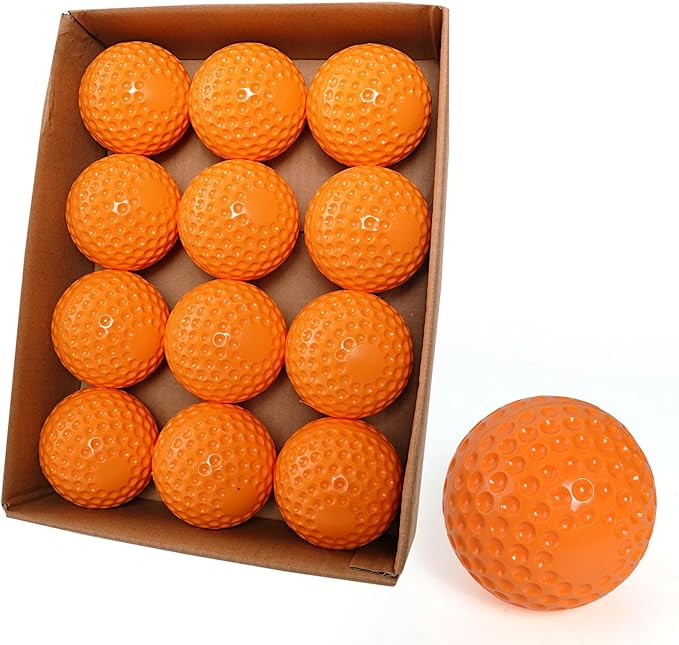 GKK 12 Pack Pitching Machine Soft Balls,9-Inch 1.75OZ Pitching Machine Soft Balls for Hand-Eye Coordination, Hitting and Fielding Practice(Orange)
