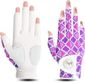 FINGER TEN Stylish Golf Gloves Women with Ball Marker 1 Pack for Left or Right Hand, Breathable Glove with Fashion Patterns for Ladies Right Left Handed Golfer