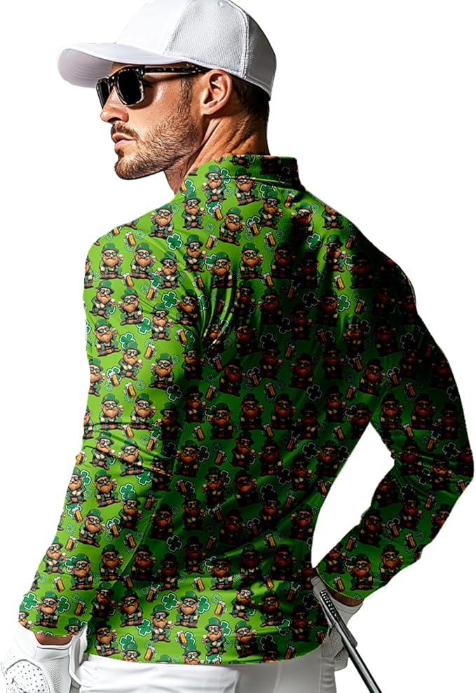 Men's Long Sleeve Golf Shirt Quick Dry 3 Button Work Fishing Outdoor Casual Collar Shirt