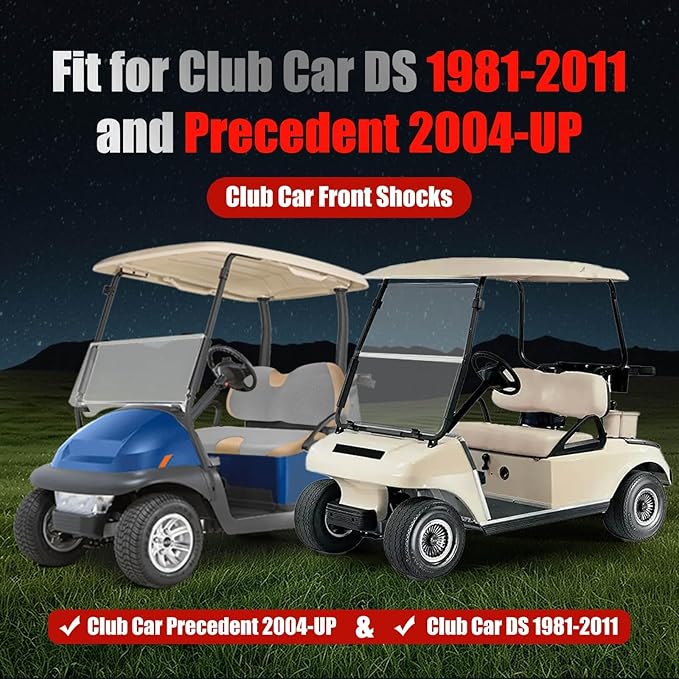 Club Car Front Shocks Golf Cart Shock Absorbers for Club Car DS G&E 1981-2011, Precedent G&E 2004 up, Tempo 2018 up, OEM 1010991, 1014235, 102588601, 2 Pack