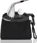 Golf Club and Golf Ball Cleaning Bag - Cleans Club Grooves, Golf Bag Accessories,Waterproof Clean Face Tech, Detachable Clip, Machine Washable,Golfer Gifts for Men(1-Pack,BLACK)
