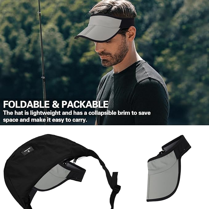 HH HOFNEN Sports Sun Visor Hats Men Women Foldable Brim Lightweight Packable Adjustable Visor Caps Running Golf Tennis