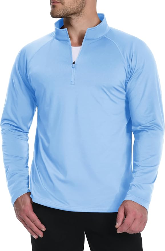Boladeci Men's Quarter Zip Pullover Premium Fleece Lined Long Sleeve Golf Shirts Warm Hiking Shirts Lightweight Sweatshirts