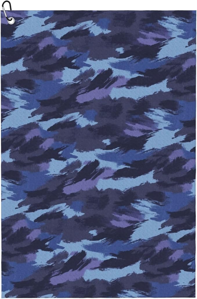 Navy Camo Golf Towel with Carabiner Clip 24"x16" Purple Blue Camouflage Golf Towels for Golf Bags Microfiber Waffle Funny Golf Rag for Disc Balls Clubs Golfs Accessories for Men Women Dad
