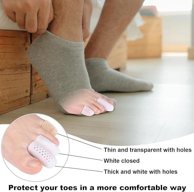Silicone Toe Protector: Gel Anti-Friction Breathable Toe Finger Caps 30PCS Toenail Guard Covers for Women Men Foot Bunion, Corn, Blister, Pain, Callu Toenail Sleeve Pads