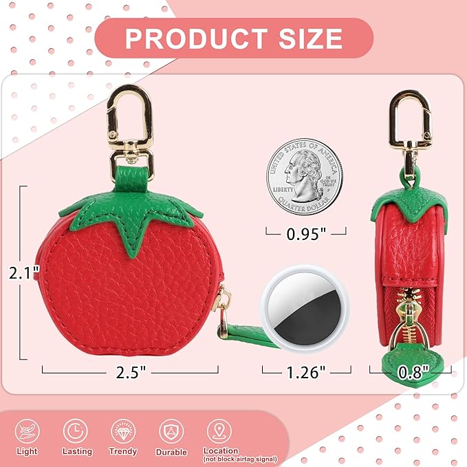 XSUIOY Orange Fruit Coin Purse Keychain Bag Charm, Mini Leather Coin Purse & Pouch Airtag Holder Keychain, Kawaii Bag Charms for Handbag, Tote, Keys, Airtag, Gifts for Girls & Women
