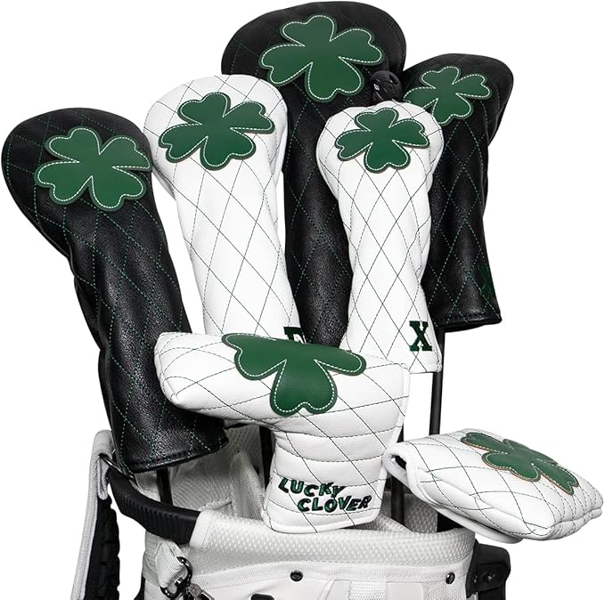Golf Club Headcover Live Lucky 3 Wood Headcover Magnetic Closure Elegant Embroidery Premium Leather Driver Covers Fairway Wood Covers Hybrid Headcover Shamrock Golf Head Covers