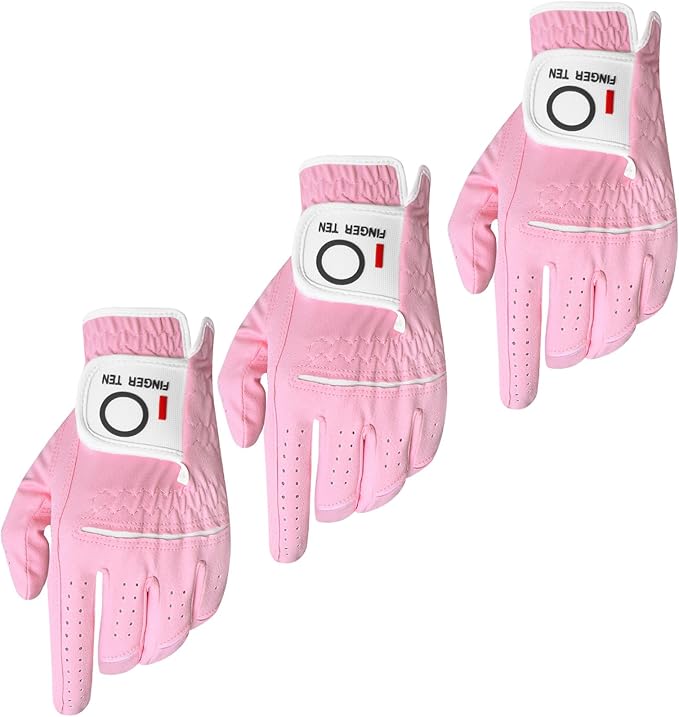 Womens Ladies Golf Rain Gloves Value 3 Pack Left Right Hand, Enhanced Wet Hot Weather Performance Cool Grip, Fit Small Medium Large XL