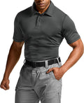 CQR Men's Polo Shirts, Tactical Short Sleeve Golf Performance Shirts, Lightweight Dry Fit UPF 50+ Pique