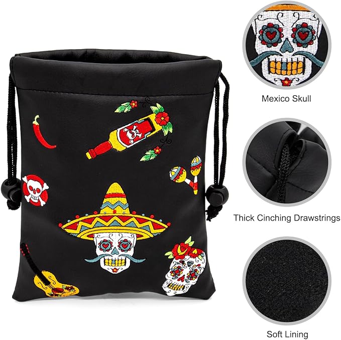 Golf Valuables Pouch, Leather Golf Tee Pouch with Drawstring Closure Golf Ball Handbag Portable Ball Pouch Golf Accessories for Men Women