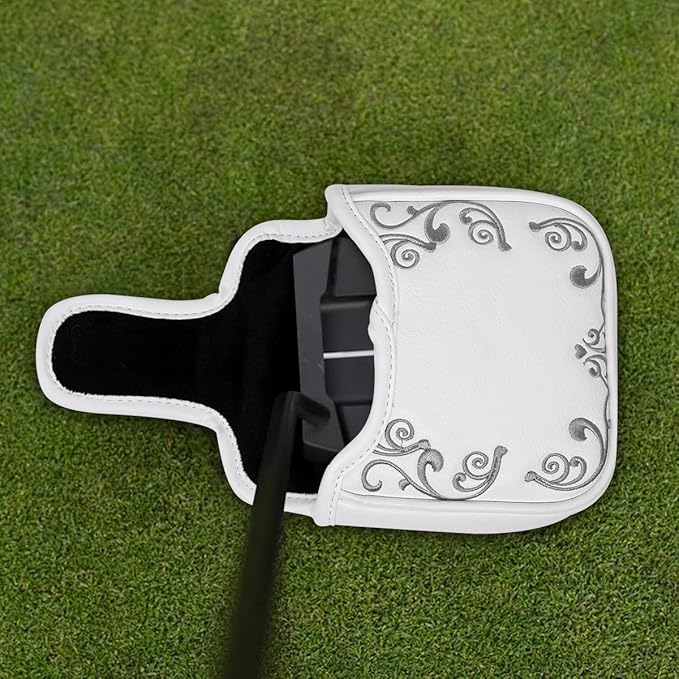 Golf Mallet Putter Cover, Golf Club Cover with Strong Magnetic Closure, PU Leather Waterproof Golf Putter Cover Golf Accessories