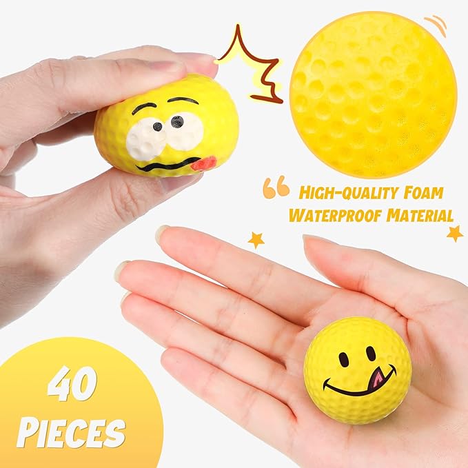 Jerify 40 Pieces Mini Golf Stress Ball Golf Party Favors 1.57 Inch Foam Practice Balls Sports Stress Balls for Kids Men Women School Carnival Party Gift Bag Fillers