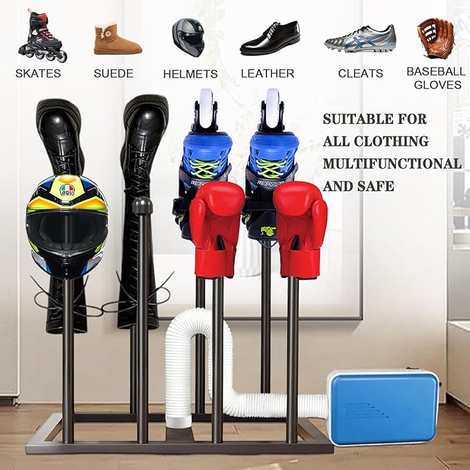 Boot Rack with Drying & Deodorizer, Heavy Duty Anti Rollover and Storage Functions, Suitable for Various Boots, Shoes, Gloves, Helmets, With Multifunctional Portable Dryer with Timer 600w