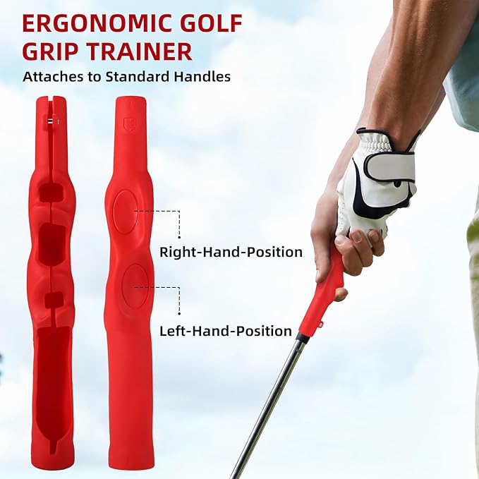 Golf Grip Trainer, Golf Grip Training Aid for Correct Hand Positioning, Removable Swing Grip for right Golfers