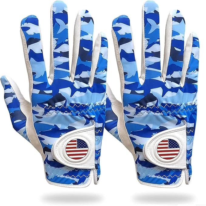 FINGER TEN Golf Gloves Men Right Handed Golfer Left Hand with Ball Marker 2 Pack Leather Breathable Comfortable Weathersof Grip Size Small Medium ML Large XL