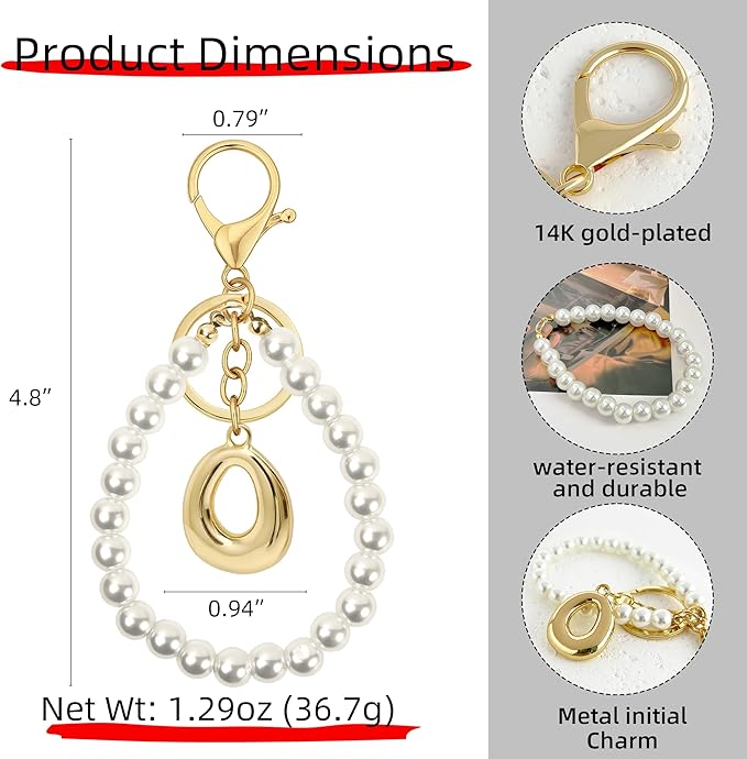 Gold Bubble Heart, Cherry, Bow & More Designs Letter Initial Keychain Bag Charms – Cute Purse Charms for Handbags