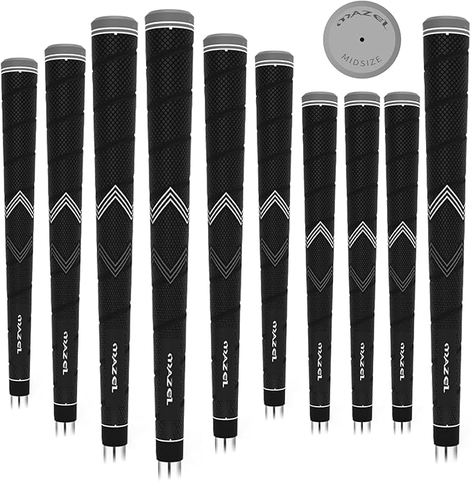 MAZEL Golf Club Grips for Men - 10 Pack - Non-Slip Micro-texture High Performance Golf Grips Midsize/ Standard,5 Colors Option