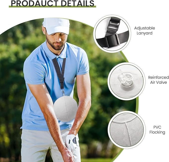 FINGER TEN Golf Smart Ball Training Aid Impact Inflatable Balls with Air Pump Adjustable Lanyard Assist Teaching Posture Correction Trainer Aids for Men Women Beginner Golfer