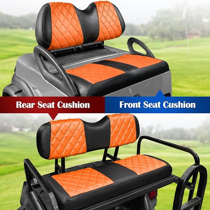 NOKINS 4PCS Golf Cart Diamond Seat Covers Kit,Front and Rear Seat Covers Fits for EZGO/Club Car/Yamaha Original Regular Seat Cushion, No Stapler