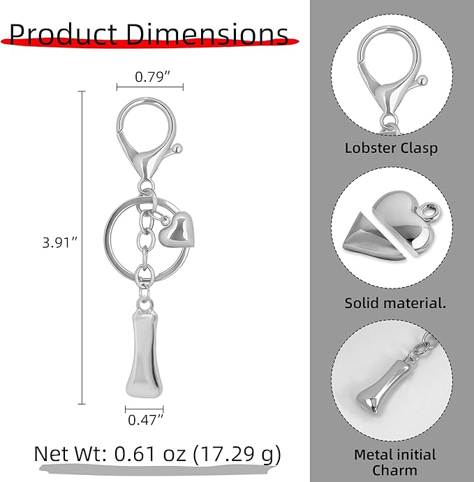 Gold Bubble Heart, Cherry, Bow & More Designs Letter Initial Keychain Bag Charms – Cute Purse Charms for Handbags