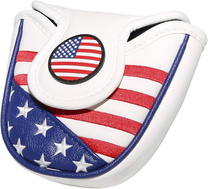 Golf Putter Cover USA Mallet Putter Headcover with Magnetic Closure Leather Golf Club Covers for Most Brand
