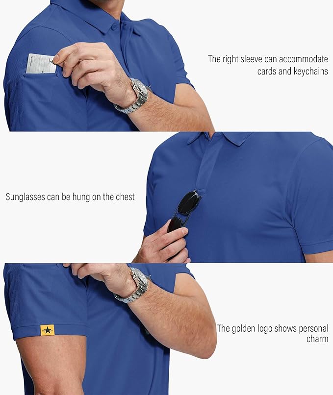 ZITY 5 Pack Mens Polo Shirt Short Sleeve Sports Golf Tennis T-Shirt Moisture-Wicking Summer Shirts