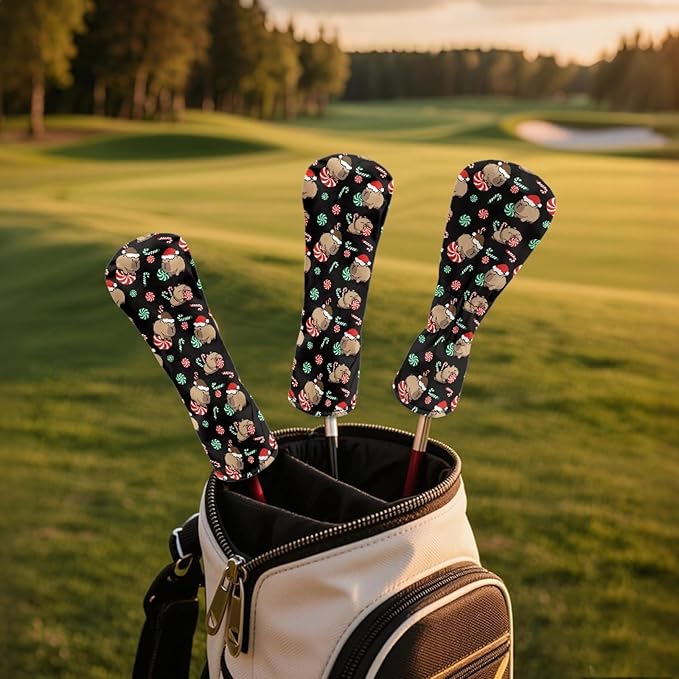 Golf Club Head Covers for Club Protective, Waterproof PU Leather Driver Fairway Wood Hybrid Head Cover