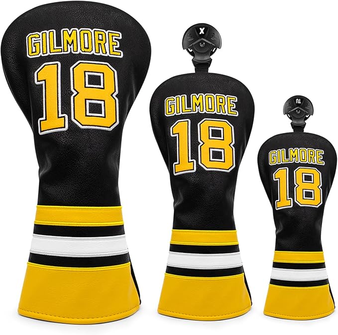 Golf Headcovers Happy Gilmore Golf Club Head Covers Advanced Embroidery Premium Leather Driver Headcover Fairway Wood Covers Hybrid Head Covers, Golf Mallet Blade Putter Cover