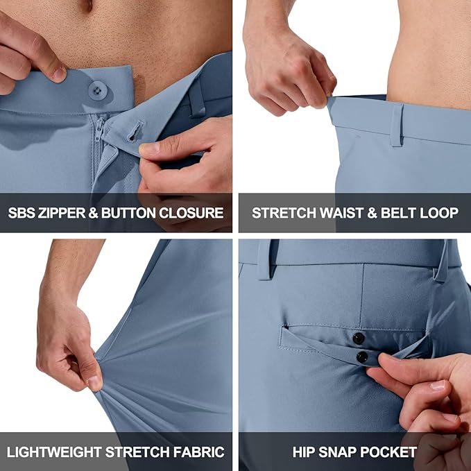 QPNGRP Men's Golf Pants 30"/32"/34" Inseam Lightweight Stretch Work Dress Pants