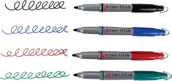 Tiny-Titan Mini Markers, Keychain Clip, Golf Ball Marker, Clip On Nurse's Badge - ORANGE Ink - Fine Point - 4 Pens