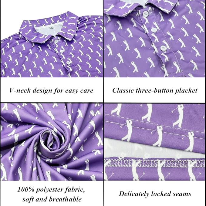 Men's Long Sleeve Golf Shirt Quick Dry 3 Button Work Fishing Outdoor Casual Collar Shirt