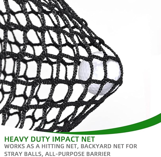 Golf Hitting Practice Net – Heavy Duty Golf Net for Backyard Driving Real Golf Balls, Multi-Sport Barrier Net for Baseball, Hockey, Soccer – with Bungee Cords & Zip Ties