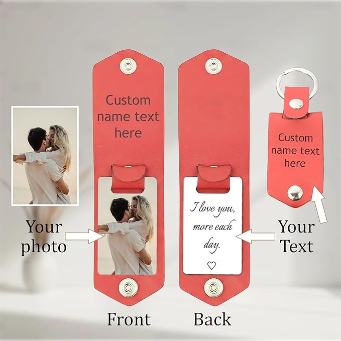 Custom Keychains with Picture Personalized Photo Logo Text Customized Key Chain for Boyfriend Dad Men Women Gifts