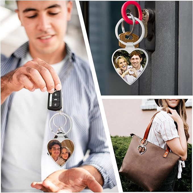 Personalized Custom Keychain with Picture - Double Sided Engraving Photo Text Customized Key Chains for Men Boyfriend