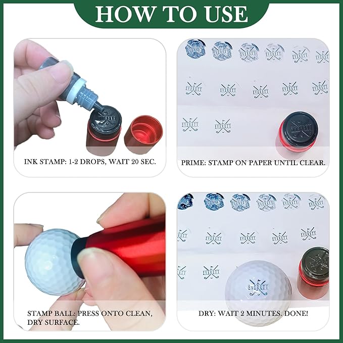 Custom Golf Ball Stamp Marker, Personalized Monogram Logo & Name Marker with Durable Waterproof Ink, Reusable Stamper for Men Golfer & Dad Husband Gifts, Unique for Retirement, Birthday, Party