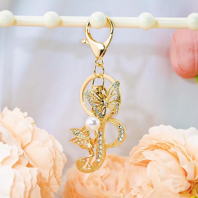 Initial Keychain Bag Charm Women Purse Charms for Handbags Accessories Charm for Wallet Butterfly Pendant for Girls