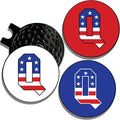 Wolf Golf Towels Golf Ball Marker Hat Clip | USA Monogram | 1 Magnetic Clip + 3 Ball Markers | Patriotic Golf Accessories for Men & Women