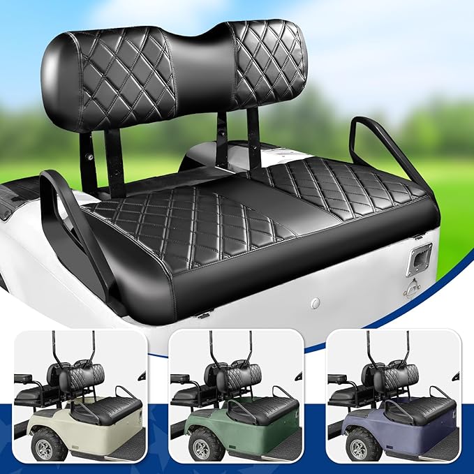 NOKINS 4PCS Golf Cart Diamond Seat Covers Kit,Front and Rear Seat Covers Fits for EZGO/Club Car/Yamaha Original Regular Seat Cushion, No Stapler