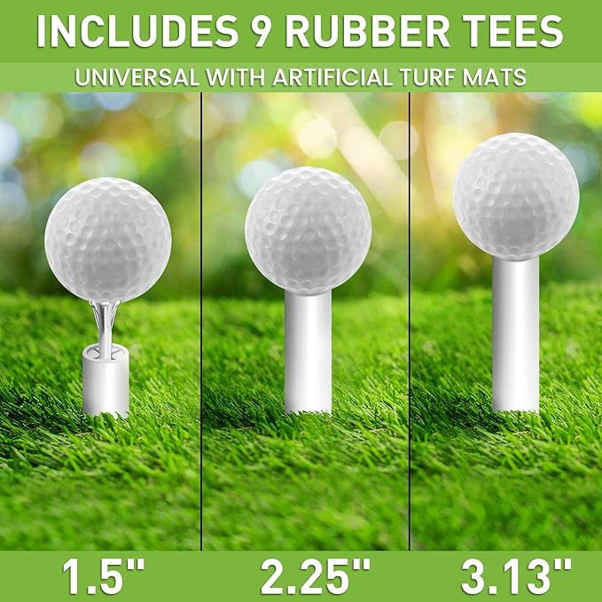 FINGER TEN Golf Rubber Tees Driving Range 3 Inch 1.5'' 2.25'' 2.75'' 3.13'' Tee Holder for Mat 1.5'' 2'' with Plastic Tees Indoor Outdoor Use