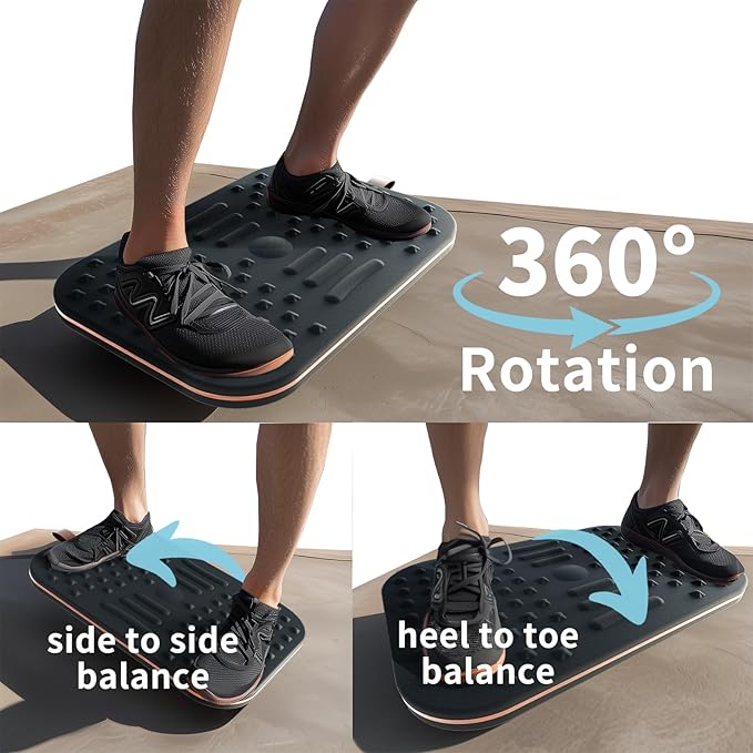 Balance Board For Standing desk, 2-in-1 Dual-Sided Wobble Board & Anti-Fatigue Standing Mat, Exercise Balancing Stability Trainer For Home, Gym, Office