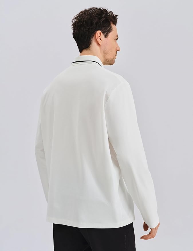 K-Swiss Men's Long Sleeve Polo Shirts - Golf Tennis Dry Fit Performance Moisture Wicking Casual Collared