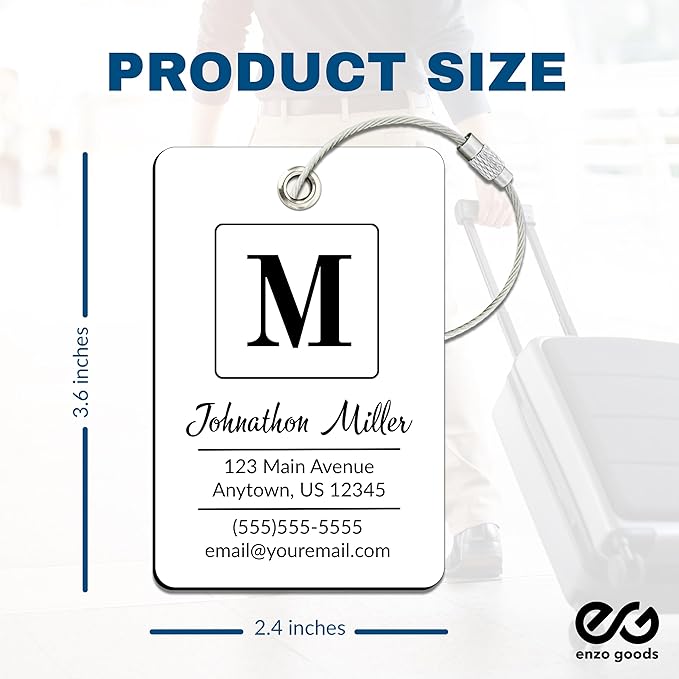 Personalized Luggage Tag | 10 Pack | Custom Luggage Tags for Suitcases | Kids Backpack Tag | 10 Color Options & Choose Font, Font Color