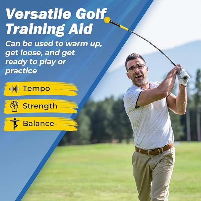 Tangkula Golf Swing Trainer, 47"/40"/31.5" Warm-Up Golf Practice Training Aid with Weighted Head for Grip, Rhythm, Flexibility, Balance, Tempo & Strength, Indoor Outdoor Golf Swing Corrector